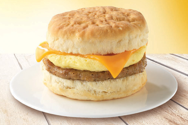 Maple Biscuit, Sausage, Egg & Cheddar Cheese Sandwich