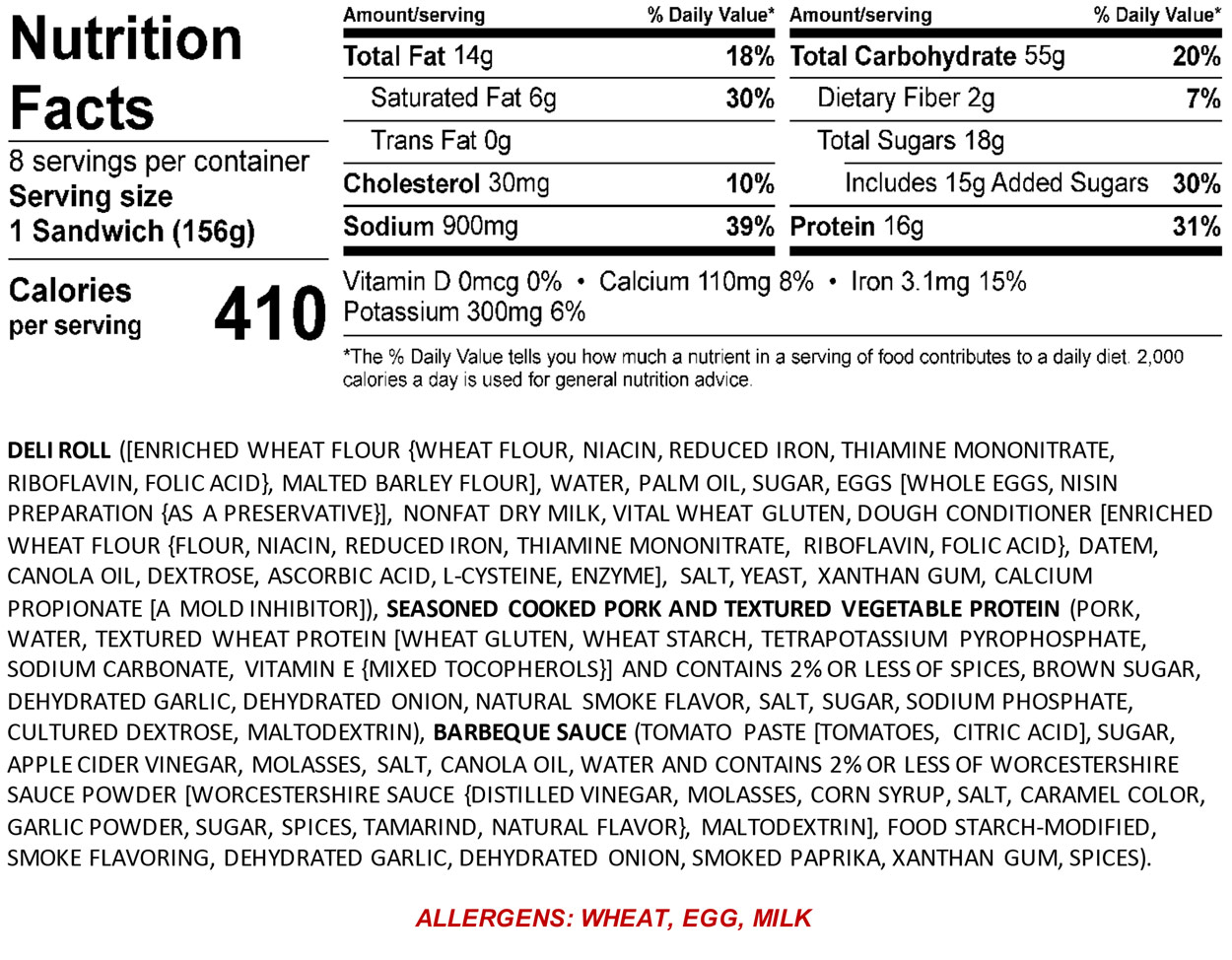 Raybern s Sandwiches Nutrition Information And Ingredients